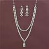Cz 2 Line Necklace With Rhodium Plating