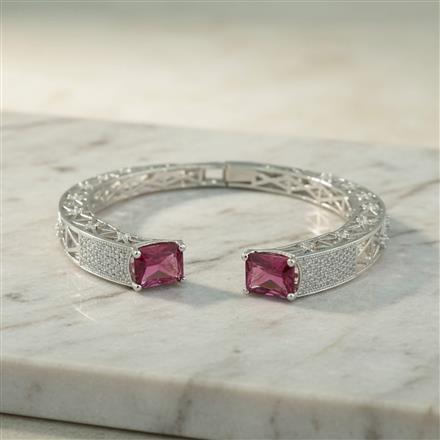 Cz Openable Kada With Rhodium Plating