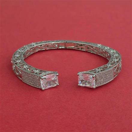 Cz Openable Kada With Rhodium Plating