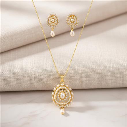 Cz Classic Pendant Set With Gold Plating