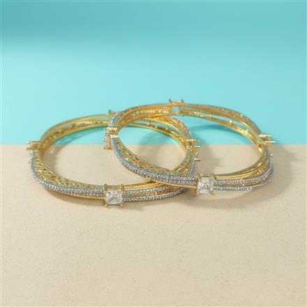 Cz Classic Bangles With 2 Tone Plating