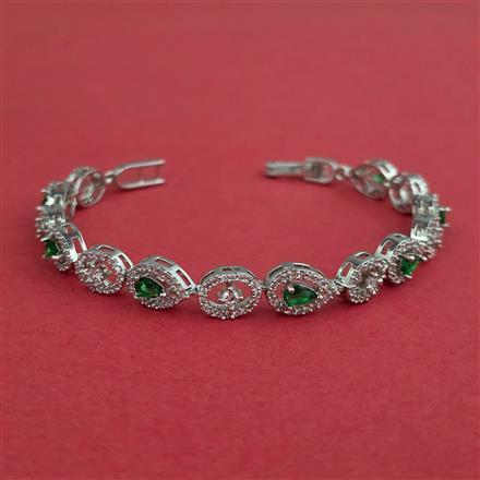 Cz Openable Bracelet With Rhodium Plating
