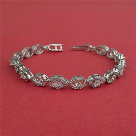 Cz Openable Bracelet With Rhodium Plating