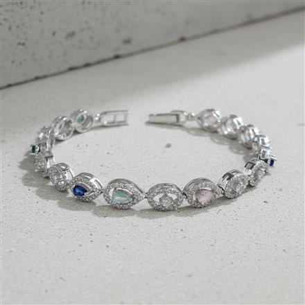 Cz Openable Bracelet With Rhodium Plating