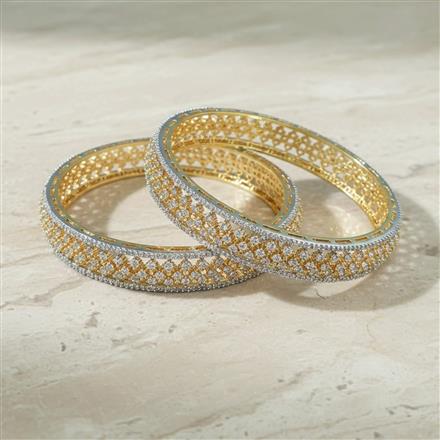 Cz Classic Bangles With 2 Tone Plating