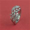 Cz Adjustable Ring With 2 Tone Mehndi Rhodium Plating
