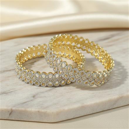Cz Openable Bangles With 2 Tone Plating