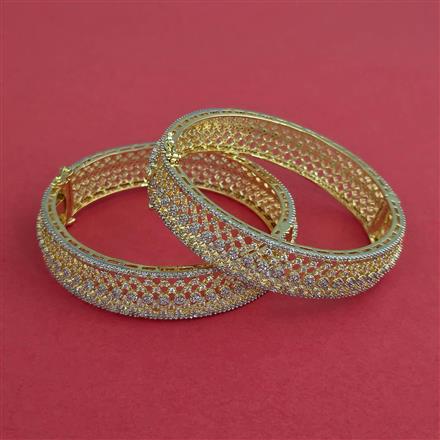 Cz Openable Bangles With 2 Tone Plating