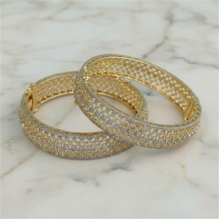 Cz Openable Bangles With 2 Tone Plating