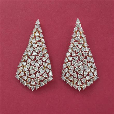 Cz Classic Earring With Carat 2 Tone Rhodium Plating