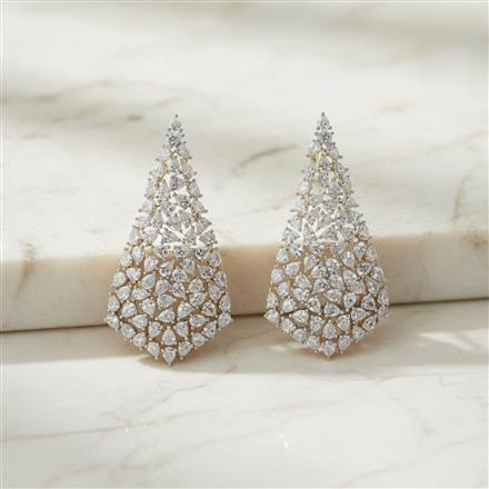 Cz Classic Earring With Carat 2 Tone Rhodium Plating