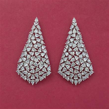 Cz Classic Earring With Carat 2 Tone Rhodium Plating