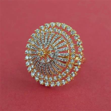 Cz Adjustable Ring With Carat 2 Tone Rhodium Plating