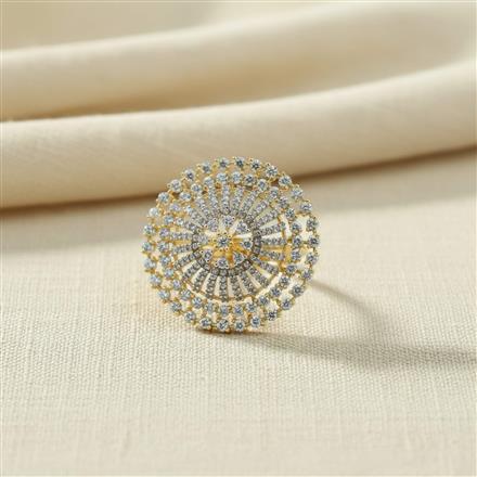 Cz Adjustable Ring With Carat 2 Tone Rhodium Plating