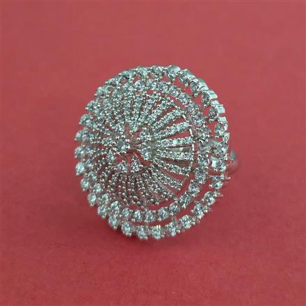 Cz Adjustable Ring With Carat 2 Tone Rhodium Plating