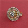 Cz Adjustable Ring With 2 Tone Mehndi Rhodium Plating