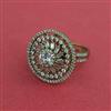 Cz Adjustable Ring With 2 Tone Mehndi Rhodium Plating