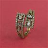 Cz Adjustable Ring With 2 Tone Mehndi Rhodium Plating