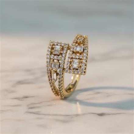 Cz Adjustable Ring With 2 Tone Mehndi Rhodium Plating