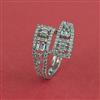 Cz Adjustable Ring With 2 Tone Mehndi Rhodium Plating