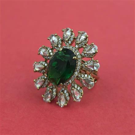 Cz Adjustable Ring With Mehndi Plating