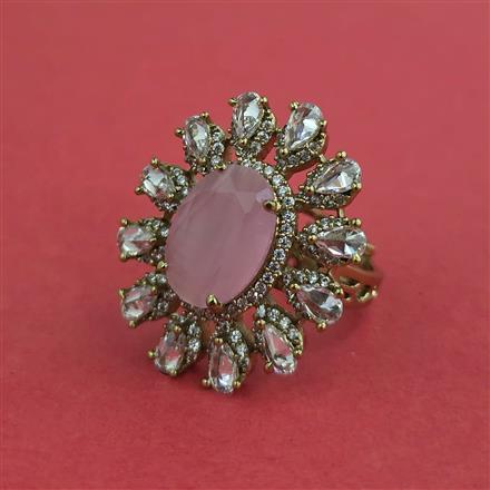 Cz Adjustable Ring With Mehndi Plating