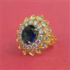 Cz Adjustable Ring With 2 Tone Plating