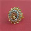 Cz Adjustable Ring With 2 Tone Plating