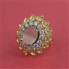 Cz Adjustable Ring With 2 Tone Plating