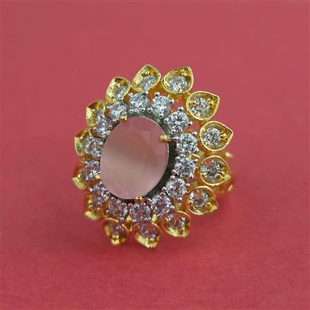 Cz Adjustable Ring With 2 Tone Plating