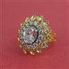 Cz Adjustable Ring With 2 Tone Plating