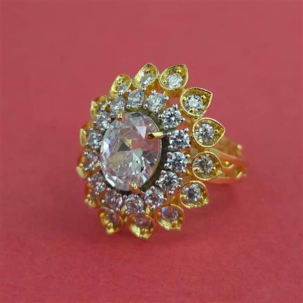 Cz Adjustable Ring With 2 Tone Plating