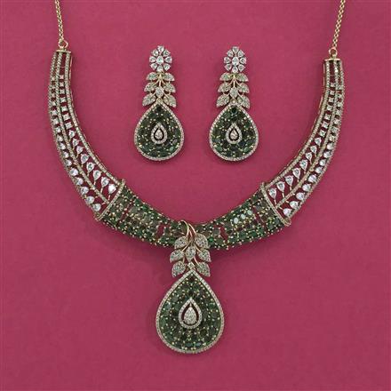 Cz Classic Necklace Set With Mehndi Plating