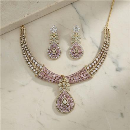 Cz Classic Necklace Set With Mehndi Plating