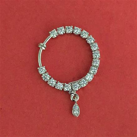 Cz Pressing Nose Ring With Rhodium Plating