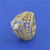 Cz Adjustable Ring With 2 Tone Mehndi Rhodium Plating