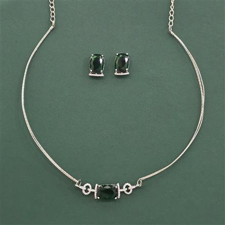 Cz Classic Pendant Set With Rhodium Plating