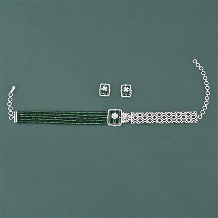 Cz Classic Necklace Set With Rhodium Plating