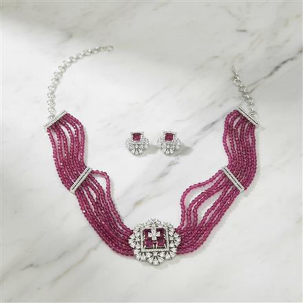Cz Choker Necklace Set With Rhodium Plating