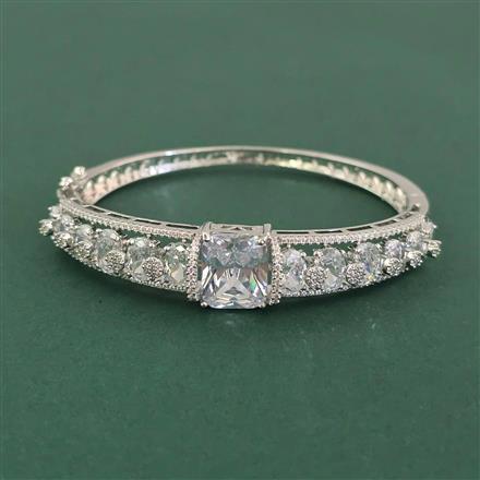 Cz Openable Kada With Rhodium Plating