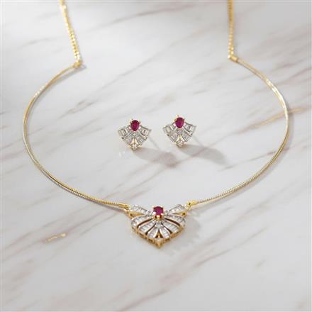 Cz Classic Pendant Set With 2 Tone Plating