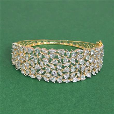 Cz Openable Kada With 2 Tone Mehndi Rhodium Plating
