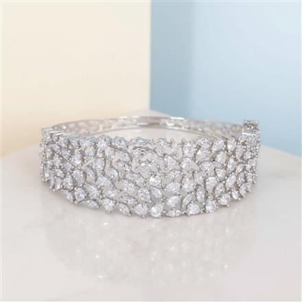 Cz Openable Kada With 2 Tone Mehndi Rhodium Plating