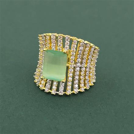 Cz Adjustable Ring With 2 Tone Plating