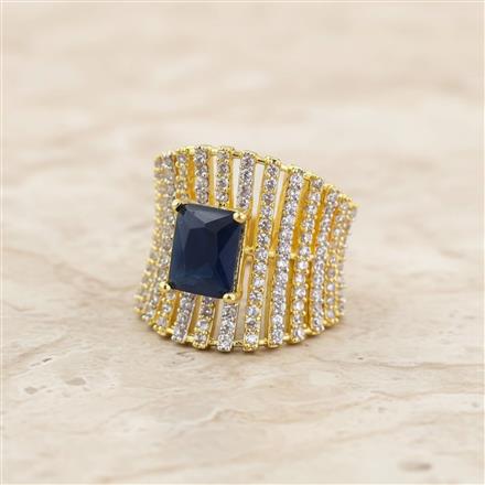 Cz Adjustable Ring With 2 Tone Plating