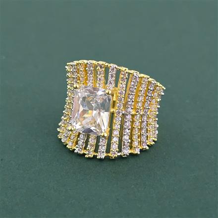Cz Adjustable Ring With 2 Tone Plating