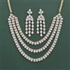 Cz Classic Necklace Set With 2 Tone Mehndi Rhodium Plating