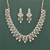 Cz Classic Necklace Set With 2 Tone Mehndi Rhodium Plating