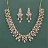 Cz Classic Necklace Set With 2 Tone Mehndi Rhodium Plating