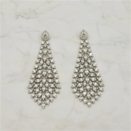 Cz Classic Earring With 2 Tone Mehndi Rhodium Plating